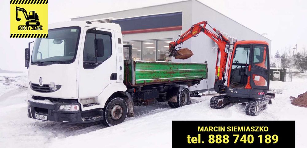 Prace ziemne Usługi minikoparką i wywrotką Przyłącza wod-kan