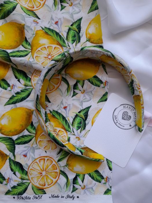 Sycilijskie cytryny opaska na głowę jedwab naturalny