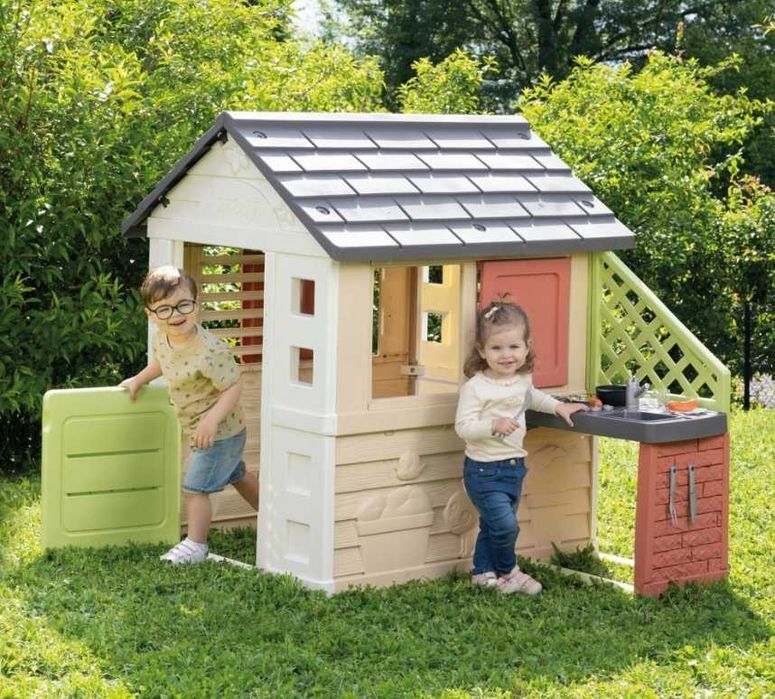 Smoby Life Nature domek ogrodowy z kuchnią + 17 akcesoriów