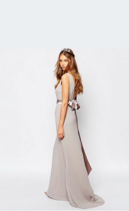 Asos Sukienka druhna studniówka maxi 36 dekolt z tyłu