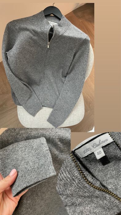 100 % кашемір люкс бренд M/One сірий кардиган на блискавці стиль cos