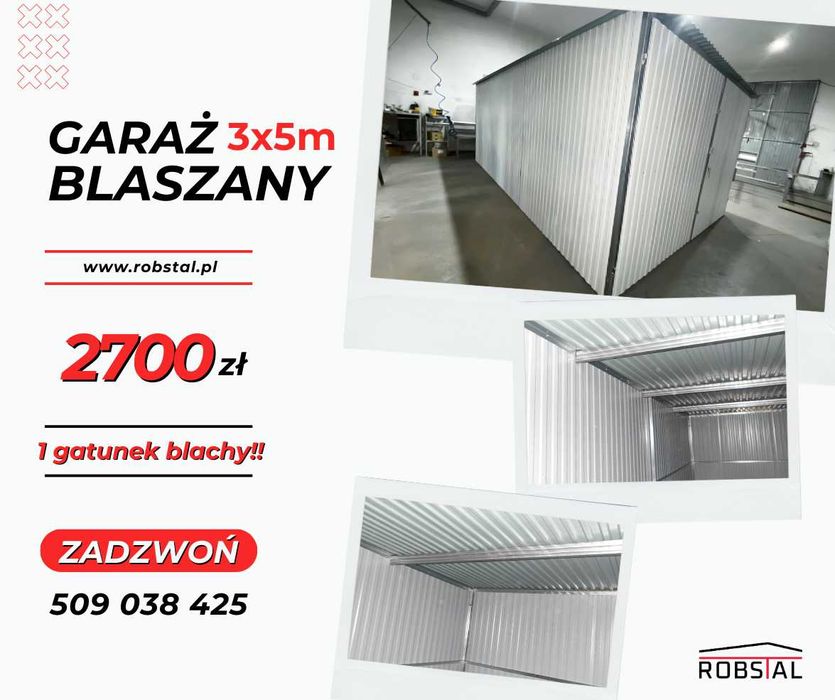 Garaż Blaszany Blaszak 3x5m I gatunek