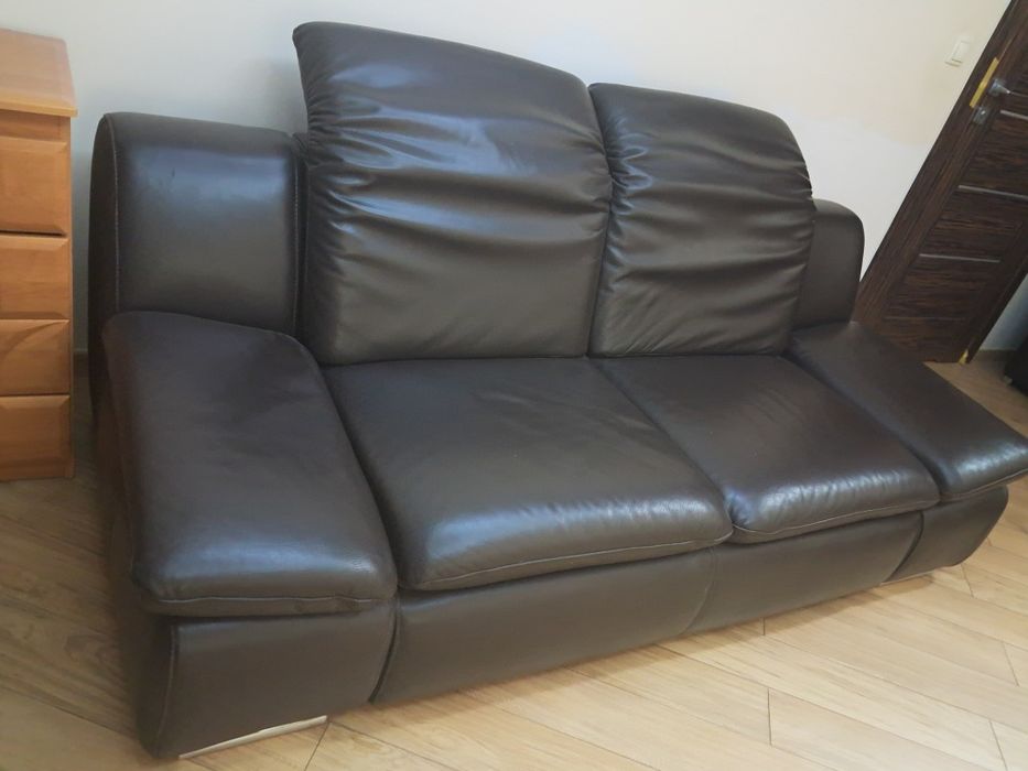 Sofa skórzana brązowa