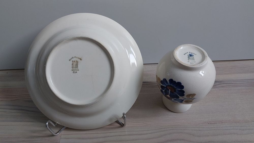 Fajans Włocławek zestaw talerz i wazonik