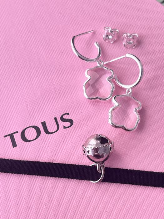 Tous nowe kolczyki srebro 925 kamien gorski 1.5 cm