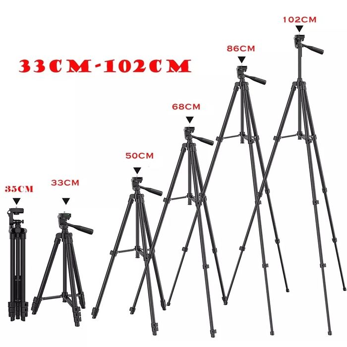 Tripé para fotografar e filmar - novo - com bolsa e suporte telemóvel