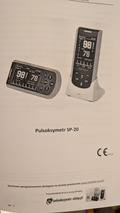Pulsoksymetr SP-20 Creative (jak nowy) ze stacją dokująca