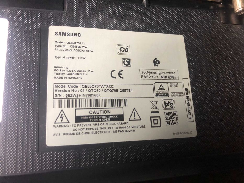 Televisão 55" avariada Samsung QE55Q70TATXXC