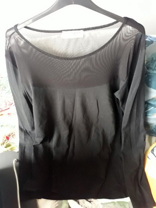 czarna bluzka z siateczką, przezroczysta góra Rue Paris, Butik L