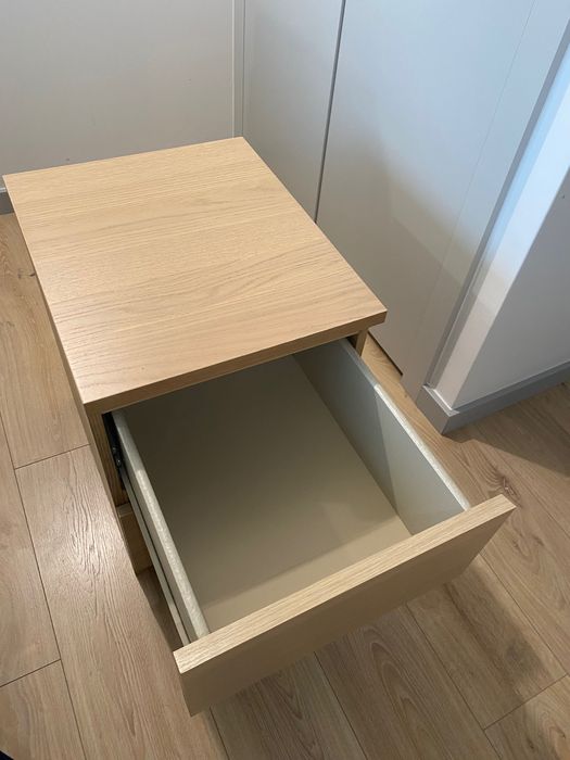 Malm Cómoda c/2 gavetas, chapa de carvalho c/velatura branca, 40x55 cm