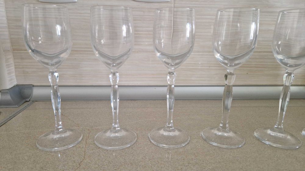 Conjunto 6 copos de aperitivos / licor em vidro pé alto