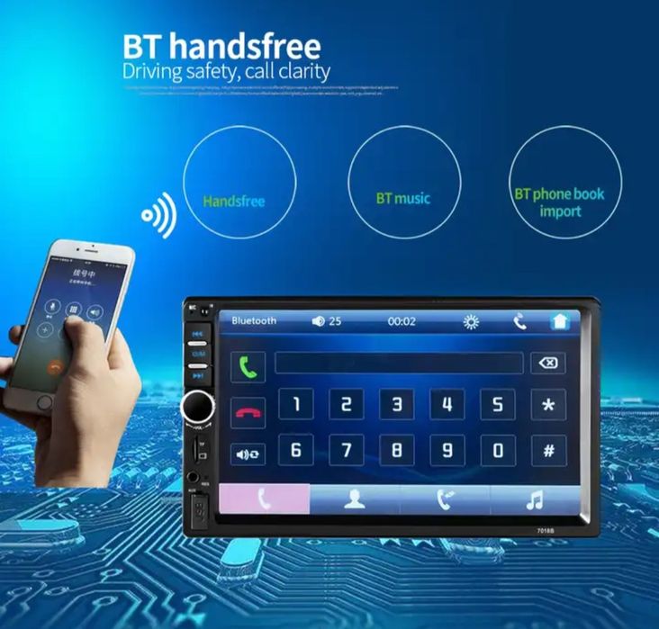 Rádio 2 Din ecrã táctil, USB, SD, BLUETOOTH, MirrorLink+Kit Mãos Livre