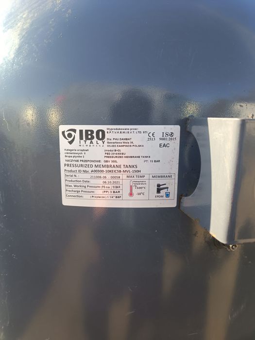 Zbiornik przeponowy na wode hydrofor 300 l