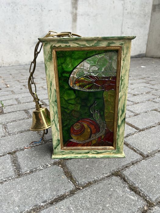 Candeeiro de teto pintado à mão. Vintage.
