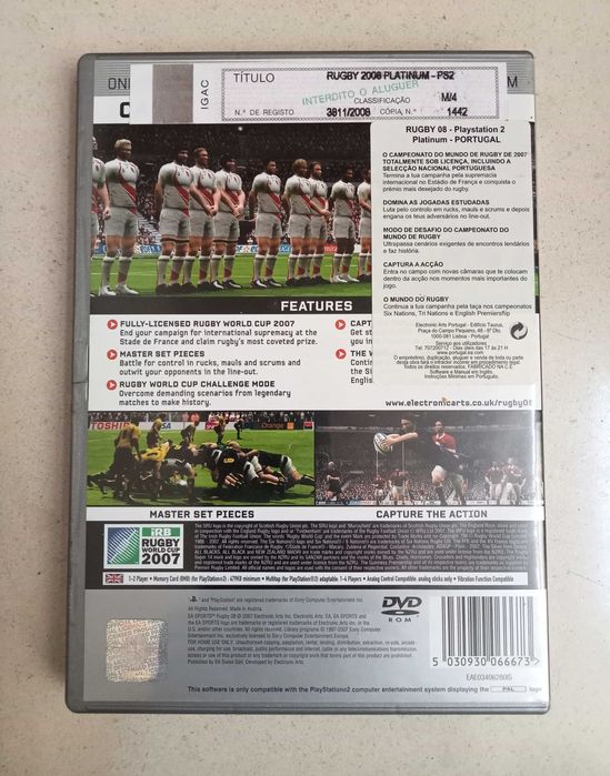 Jogo Rugby 08 para PS 2