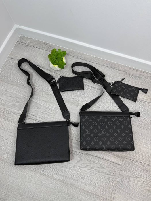 Сумка Louis Vuitton чорна Чоловіча сумка Лв клатч через плече