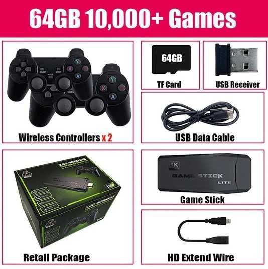 Consola videojogos clássicos Retro +10.000 jogos HDMI 64GB