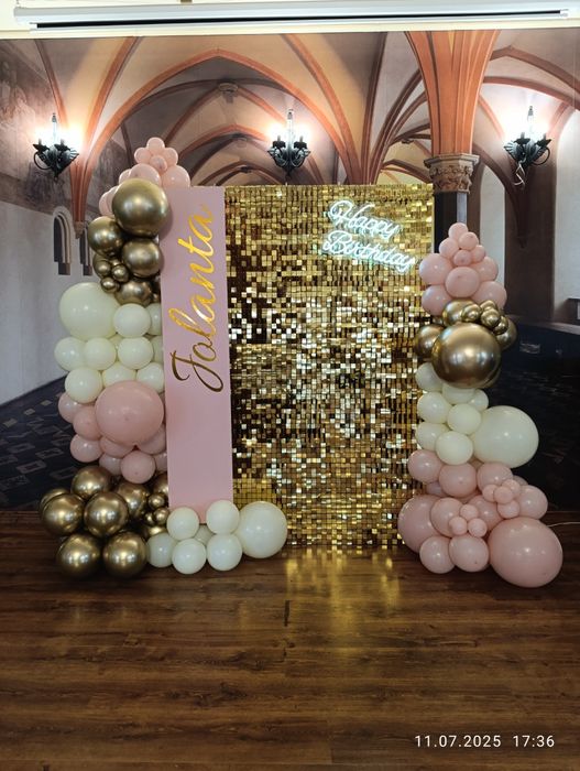 Ścianka balonowa do zdjęć komunia chrzest cekiny 18 neon 30 cekiny 40