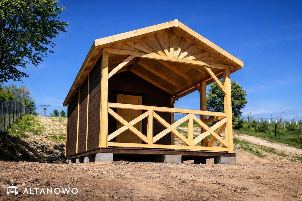 Domek letniskowy z altaną drewniany bez pozwolenia | producent