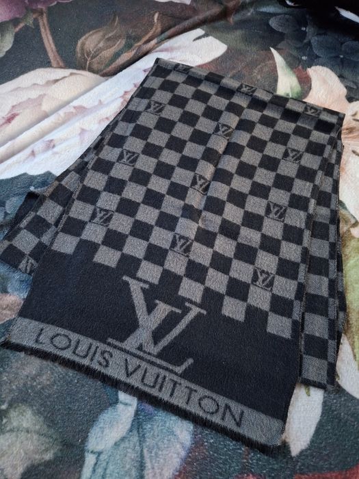 szalik w kratkę louis vuitton szaro czarny