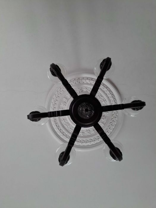 Candeeiro Teto Madeira Maciça 6 Braços