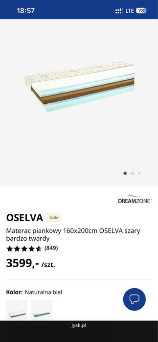 Materac piankowy 160x200cm OSELVA+ gratis topmaterac