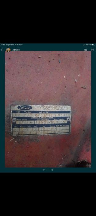 Vendo Ford de 1970 com documentos