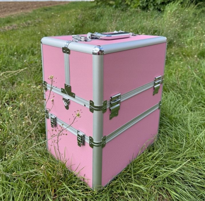 Kuferek na kosmetyki XL różowy organizer kufer