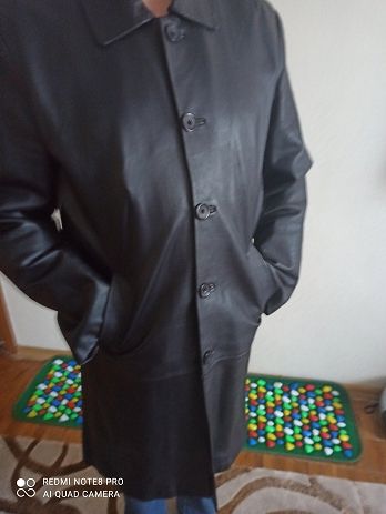 Чоловічий кожний пальто-плащ