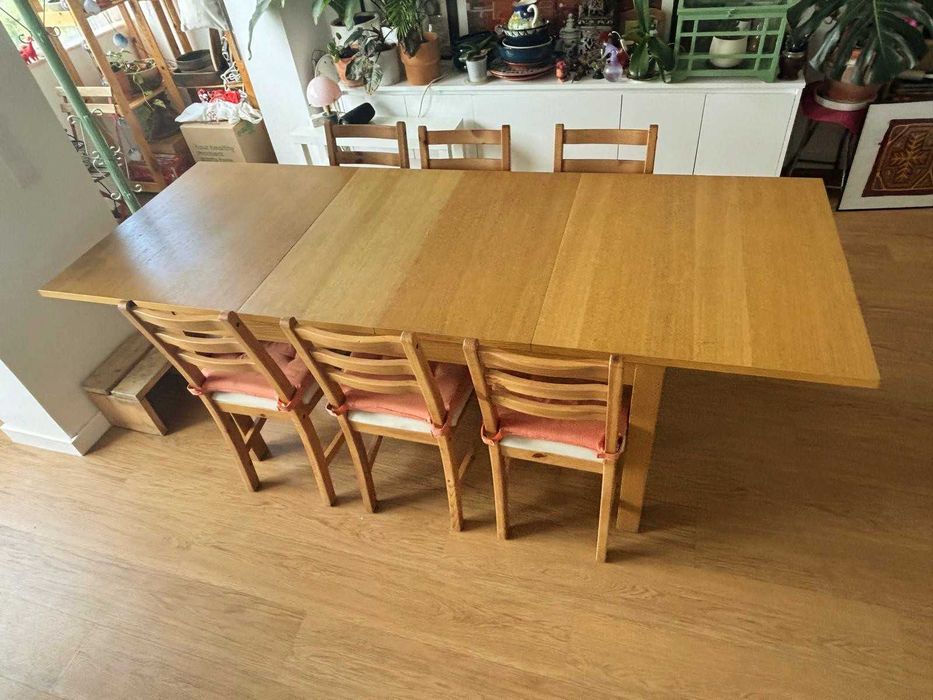 Mesa jantar extensível + cadeiras cor carvalho Ikea