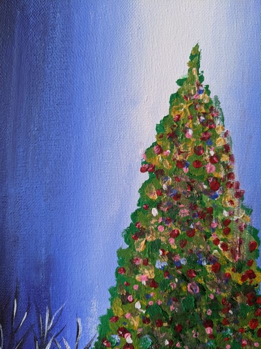 Świąteczny obraz akryl na płótnie: choinka Boże Narodzenie 30x40