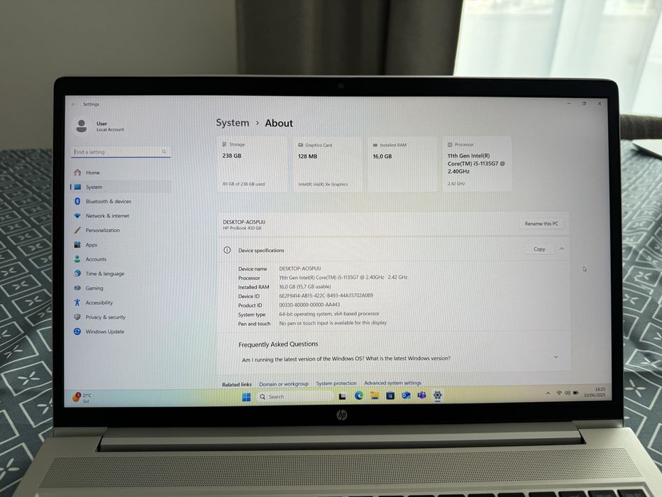 Portatil HP Probook 450 G8 i5 11th 16gbram