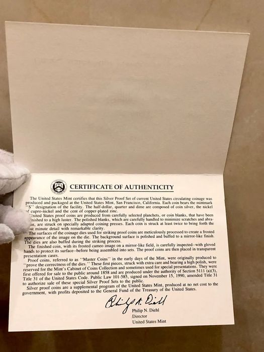 ПРУФ сет монет США 1998р. Складень. Сертифікат. СРІБЛО.