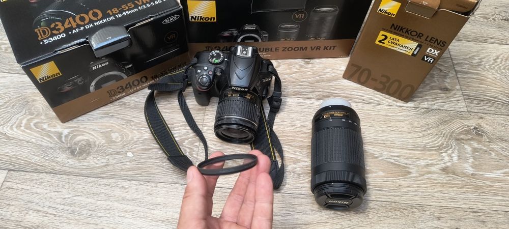 Nikon D3400 double zoom gr kit. Body + dwa obiektywy