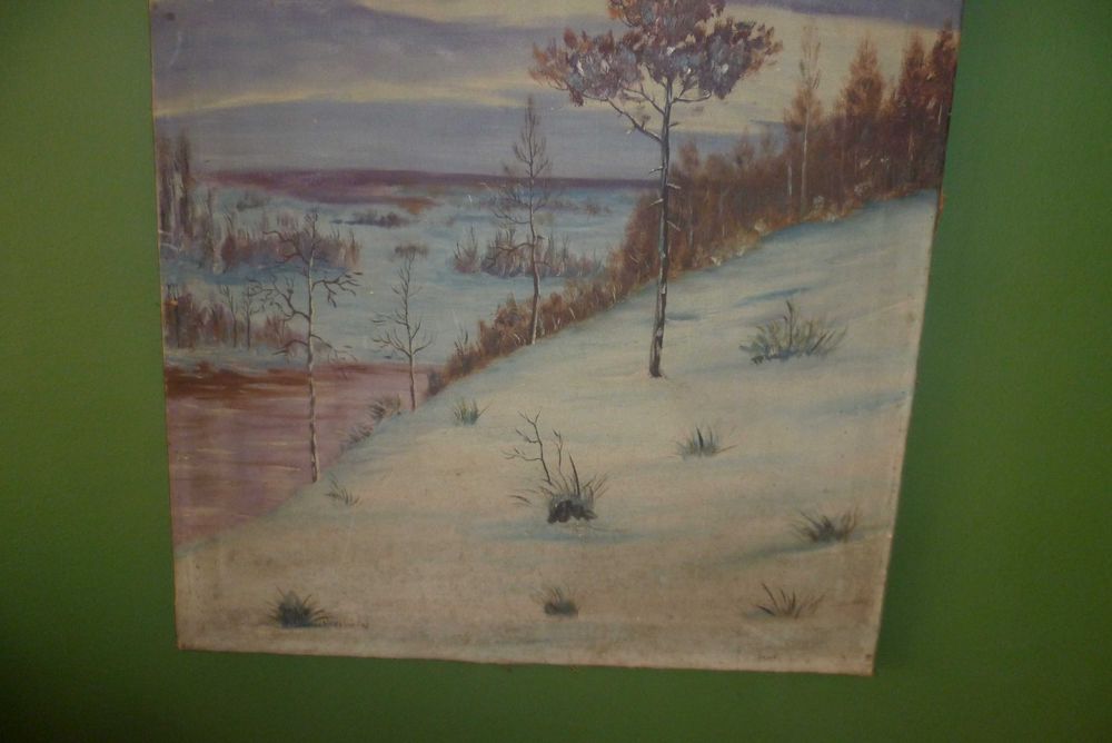 stary obraz na płótnie sygnowany 43x68 nr 3