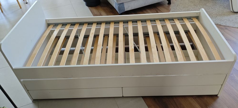 Łóżko Ikea SLÄKT podwójne rozsuwane szuflady