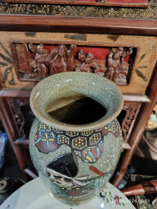 Jarra Cerâmica Japonesa Meiji Assinada 29 cm