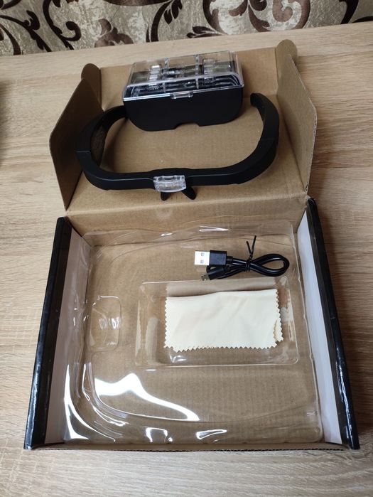 Окуляри-лупа налобна з LED ліхтарем із вбудованим акумулятором