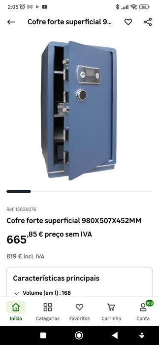 Cofre BTV 168lt usado
