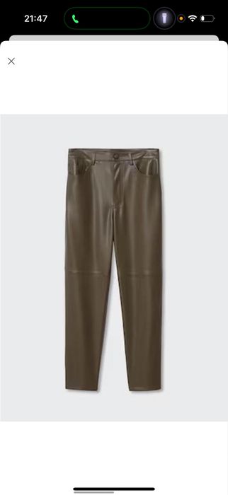 Коричневые брюки эко-кожа