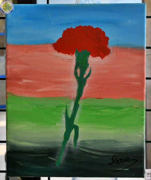 Quadro a óleo, pintado por cega de 93 anos