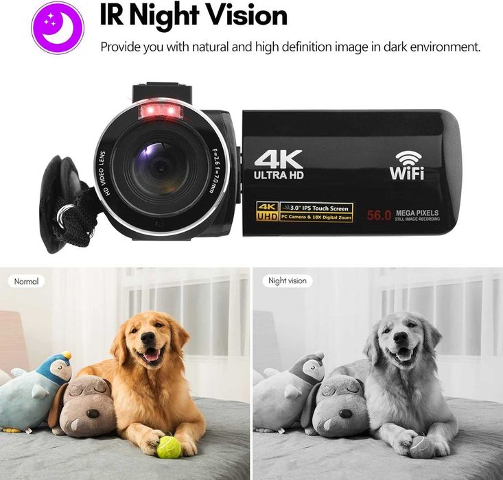 Kamera cyfrowa 4 K WI FI rejestrator 56.00 mega pixsels