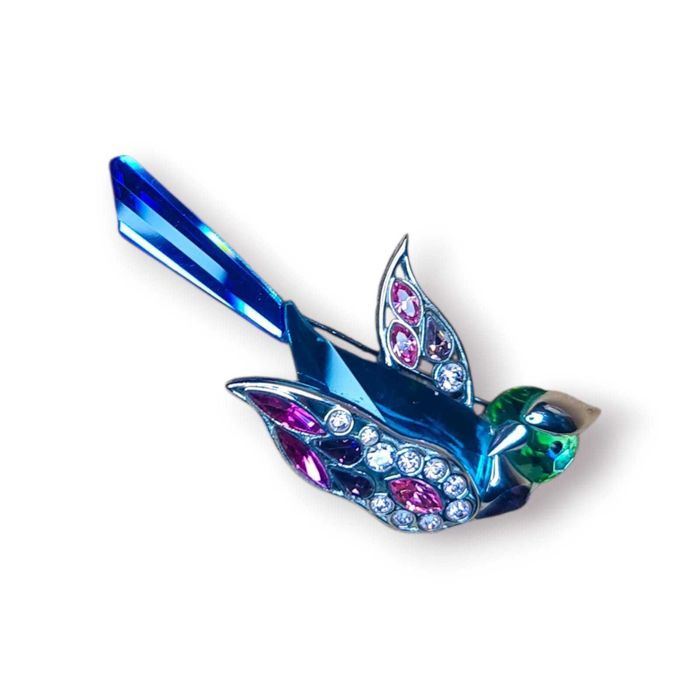 Broche Swarovski “Benua Blue Zircon”– Coleção Paradise(2002)– c/ Caixa