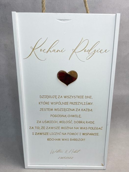 Podwójna biała skrzynka, personalizowany grawer