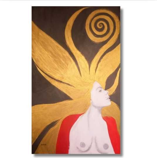 "FEMINILIDADE DIVINA" acrílico sobre tela 71,5x120cm by Alexa