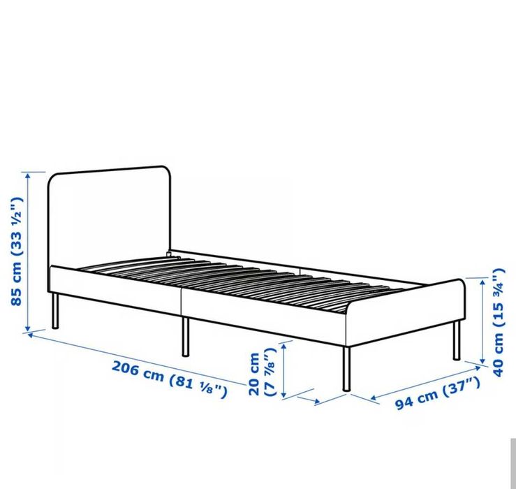 Cama individual IKEA SLATTUM 90x200 com estrado