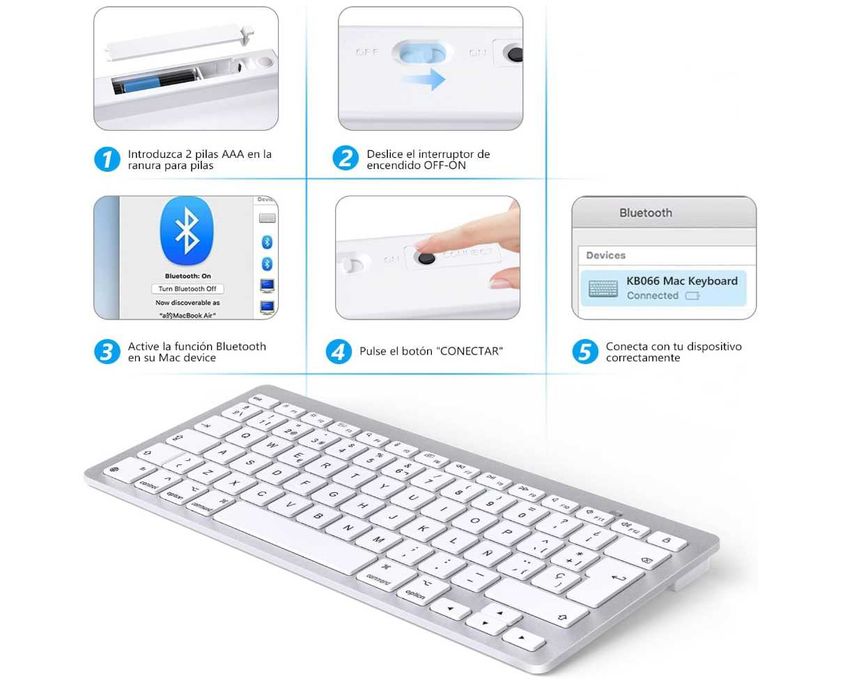 Bluetooth Keyboard for Mac – Spanish QWERTY / Teclado Bluetooth Mac – NOVO