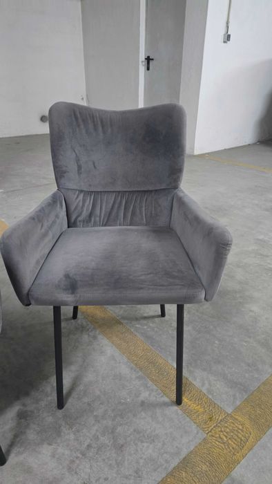 Conjunto de 2 Cadeiras de Escritório / Secretária em Veludo Cinzento – Giratórias
