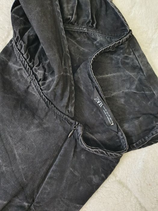 Czarny Ala jeansowy top crop top Zara rozmiar m