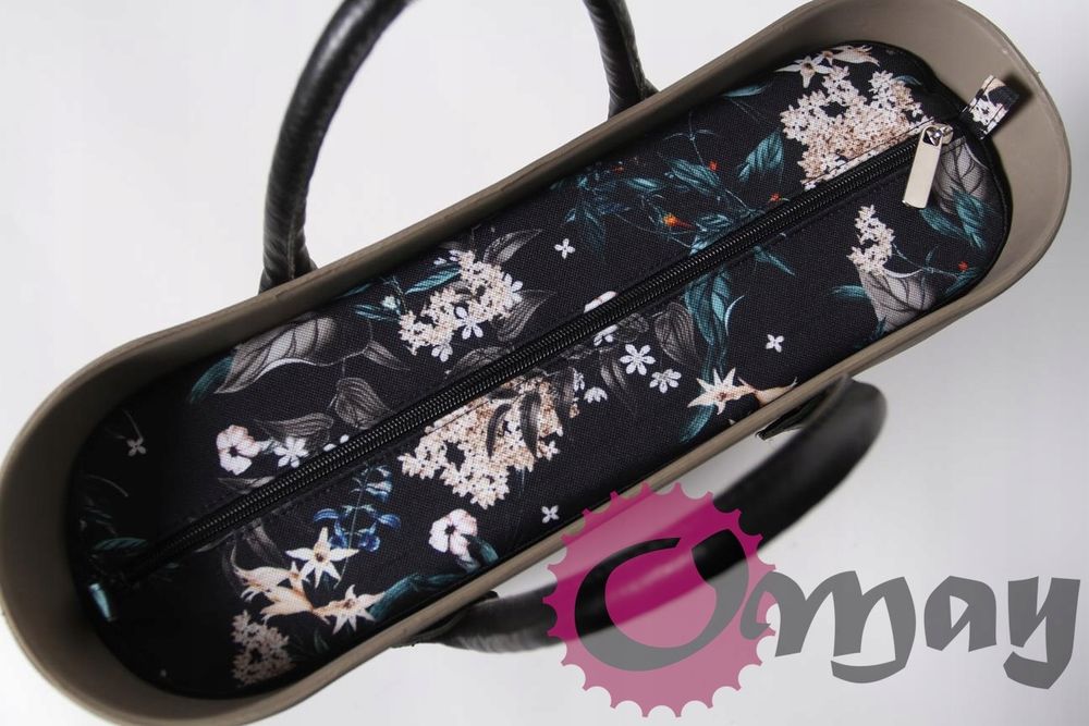 CZARNY organizer OBAG STANDARD +OPASKA konwalie beż 2 kieszenie OMAY